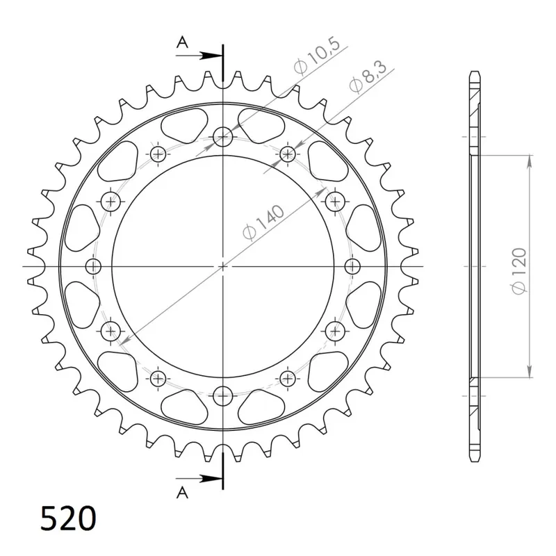 Luxusní Řetězová rozeta SUPERSPROX RFE-475:40-BLK černý 40 zubů, 520