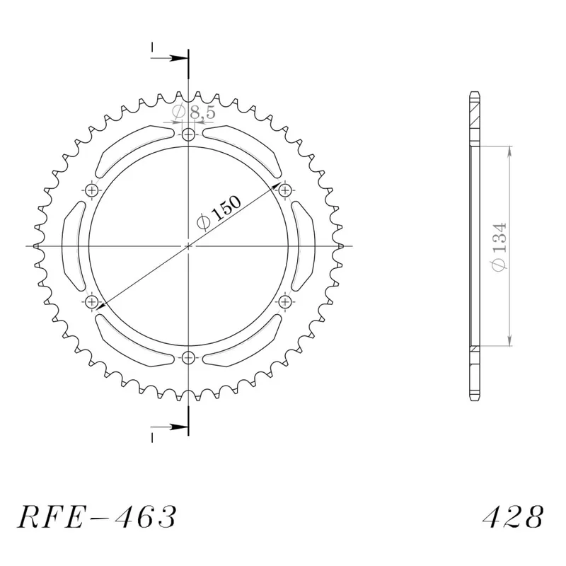 Řetězová rozeta SUPERSPROX RFE-463:50-BLK černý 50 zubů, 428 Výprodej