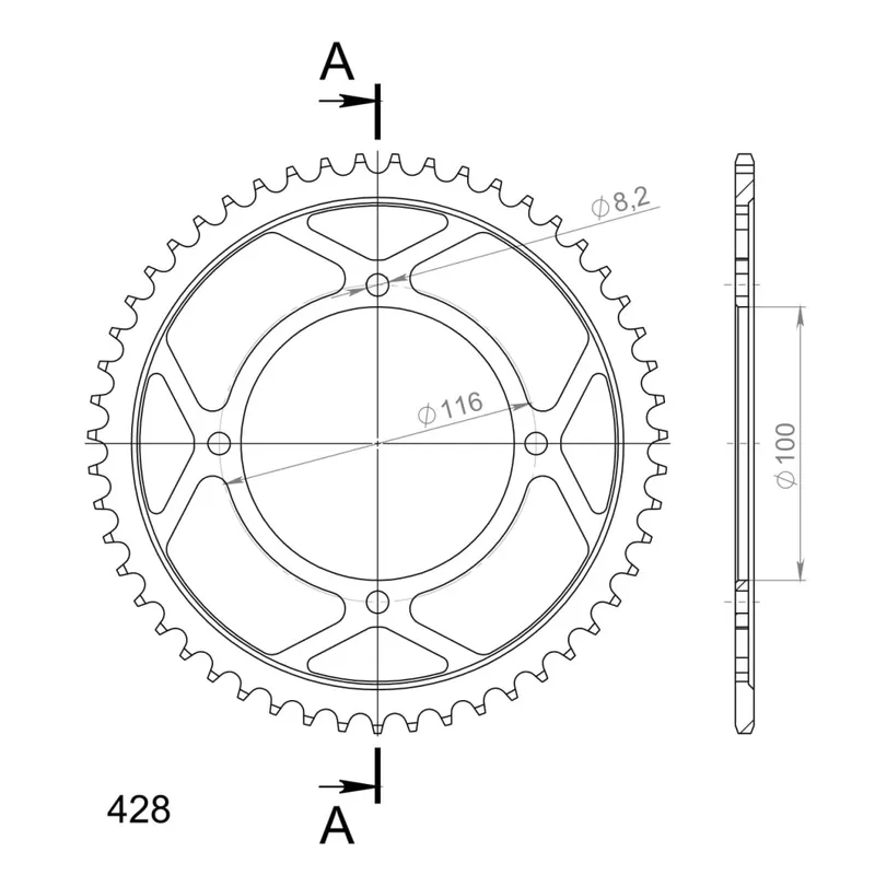 Autentický Řetězová rozeta SUPERSPROX RFE-462:51-BLK černý 51 zubů, 428