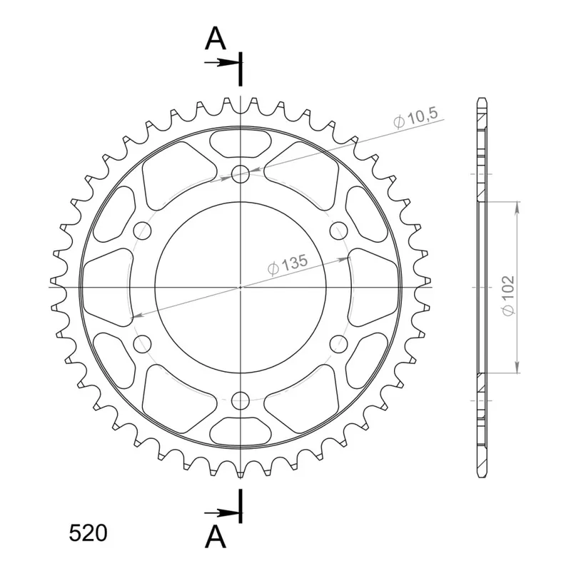 Nová Kolekce Řetězová rozeta SUPERSPROX RFE-401:43-BLK černý 43 zubů, 520