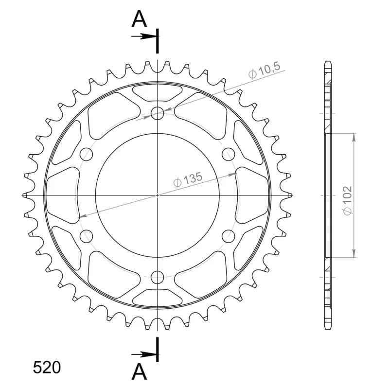 Exkluzivní Řetězová rozeta SUPERSPROX RFE-401:42-BLK černý 42 zubů, 520