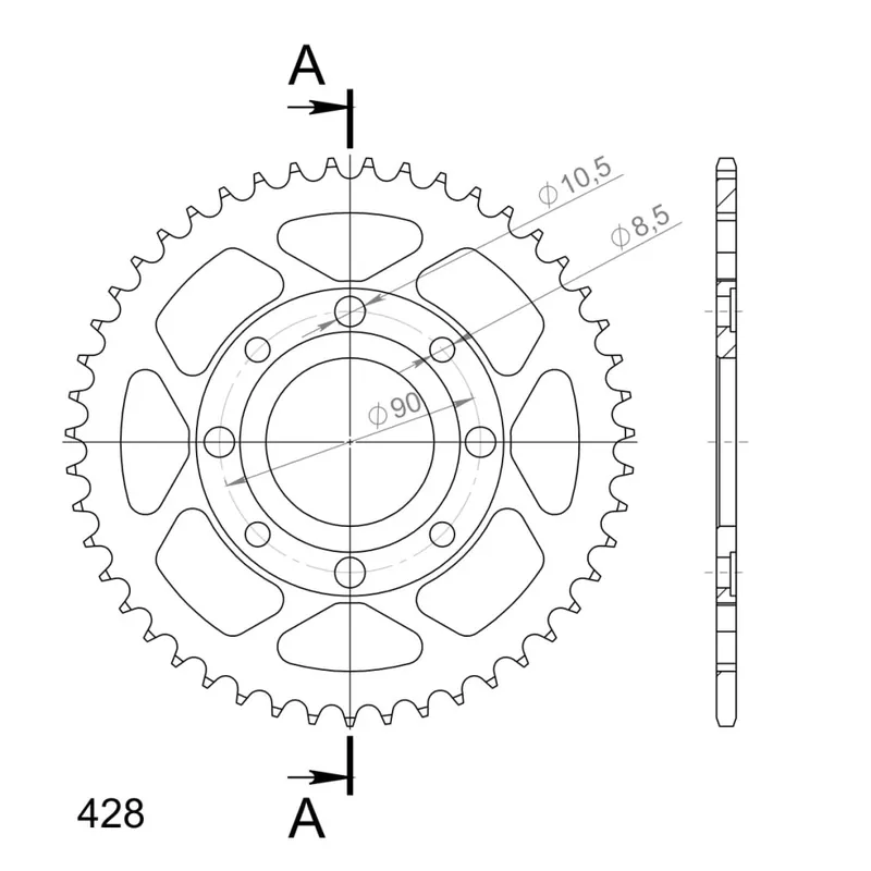 Značkový Řetězová rozeta SUPERSPROX RFE-269:47-BLK černý 47 zubů, 428