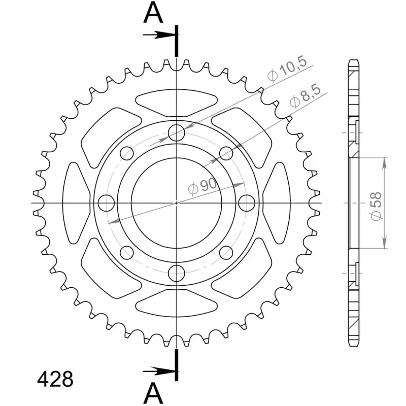 Řetězová rozeta SUPERSPROX RFE-269:44-BLK černý 44 zubů, 428 Kup Teď