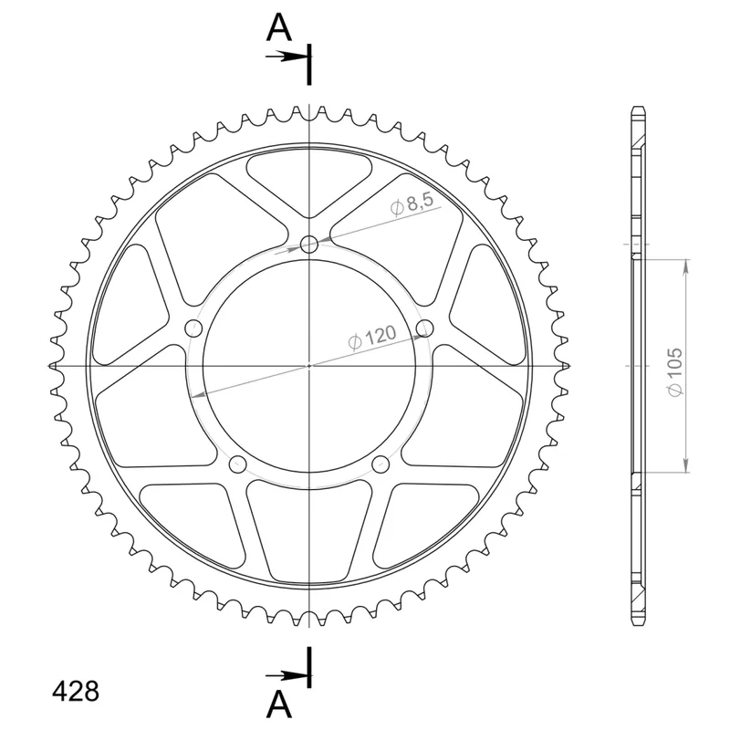 Velkoobchod Řetězová rozeta SUPERSPROX RFE-26:62-BLK černý 62 zubů, 428
