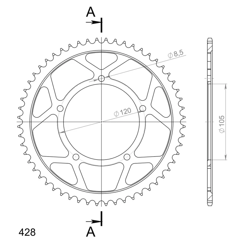 Akční Cena Řetězová rozeta SUPERSPROX RFE-26:56-BLK černý 56 zubů, 428