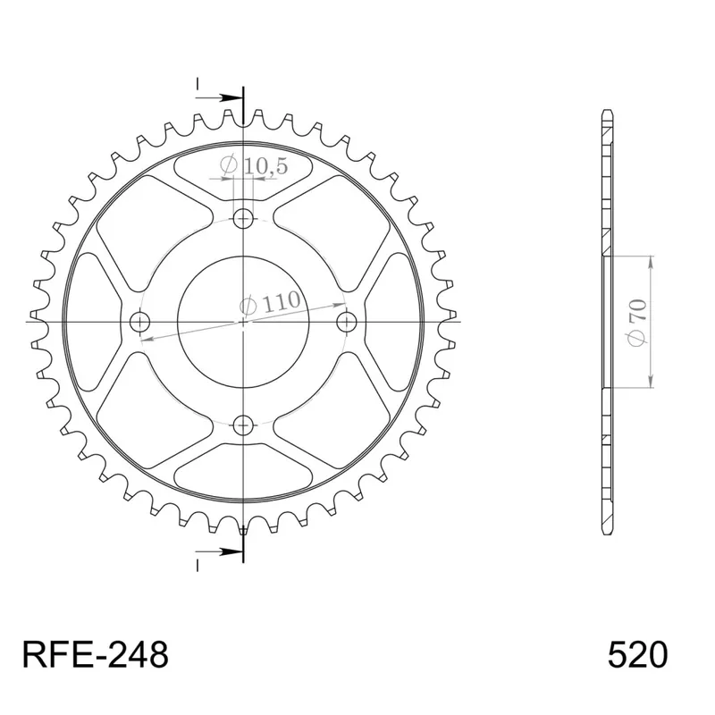 Celosvětová Doprava Řetězová rozeta SUPERSPROX RFE-248:44-BLK černý 44 zubů, 520