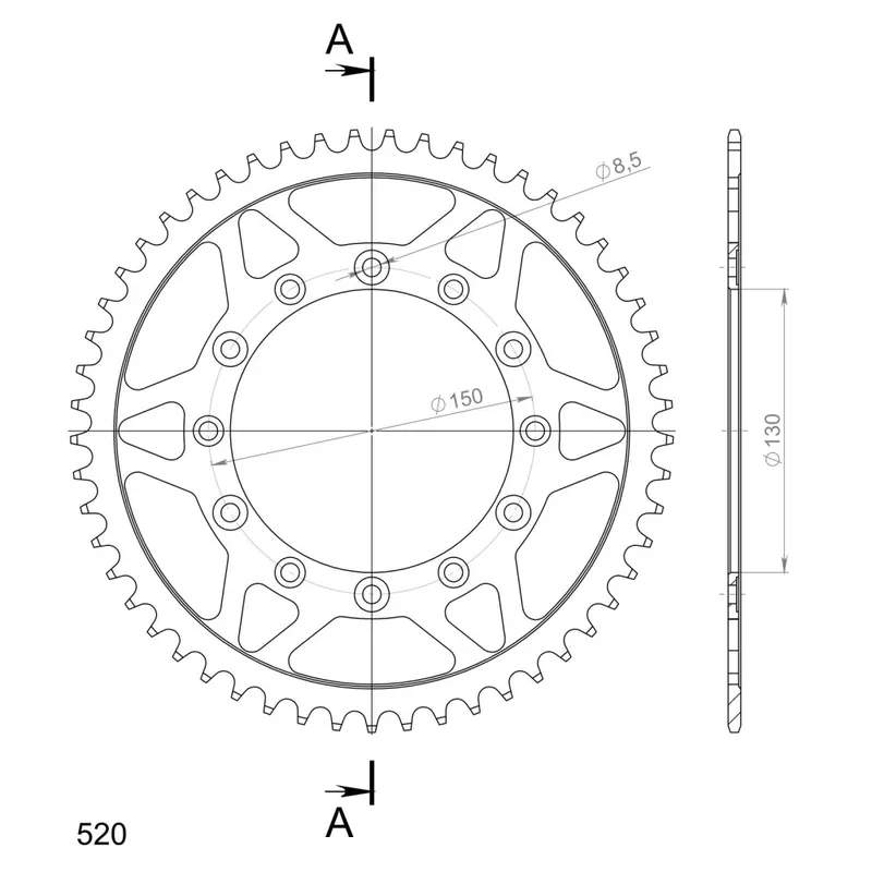 Řetězová rozeta SUPERSPROX RFE-245/2:53-BLK černý 53 zubů, 520 Must-Have