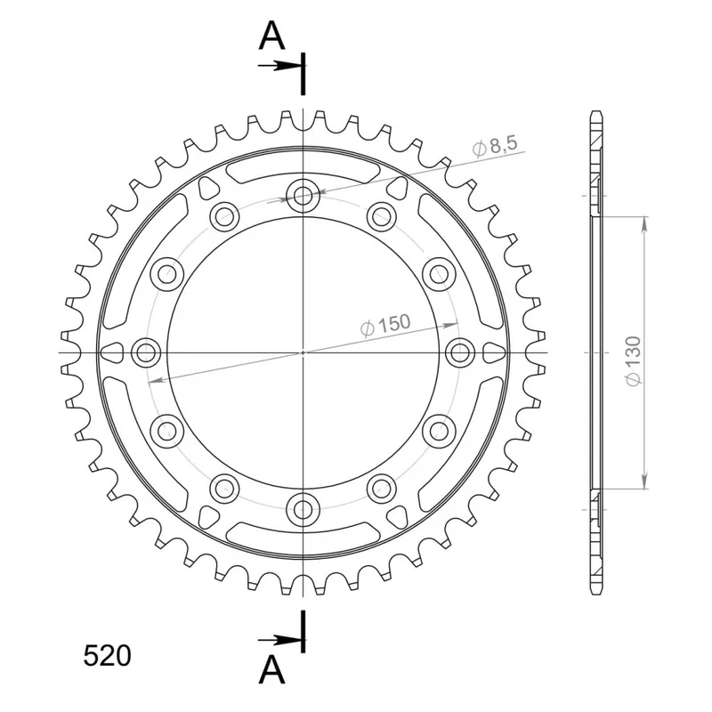 Řetězová rozeta SUPERSPROX RFE-245/2:44-BLK černý 44 zubů, 520 Speciální Cena