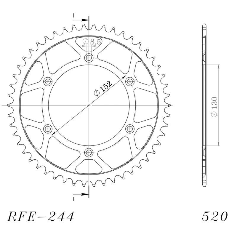 Řetězová rozeta SUPERSPROX RFE-244:48-BLK černý 48 zubů, 520 Hromadná Objednávka