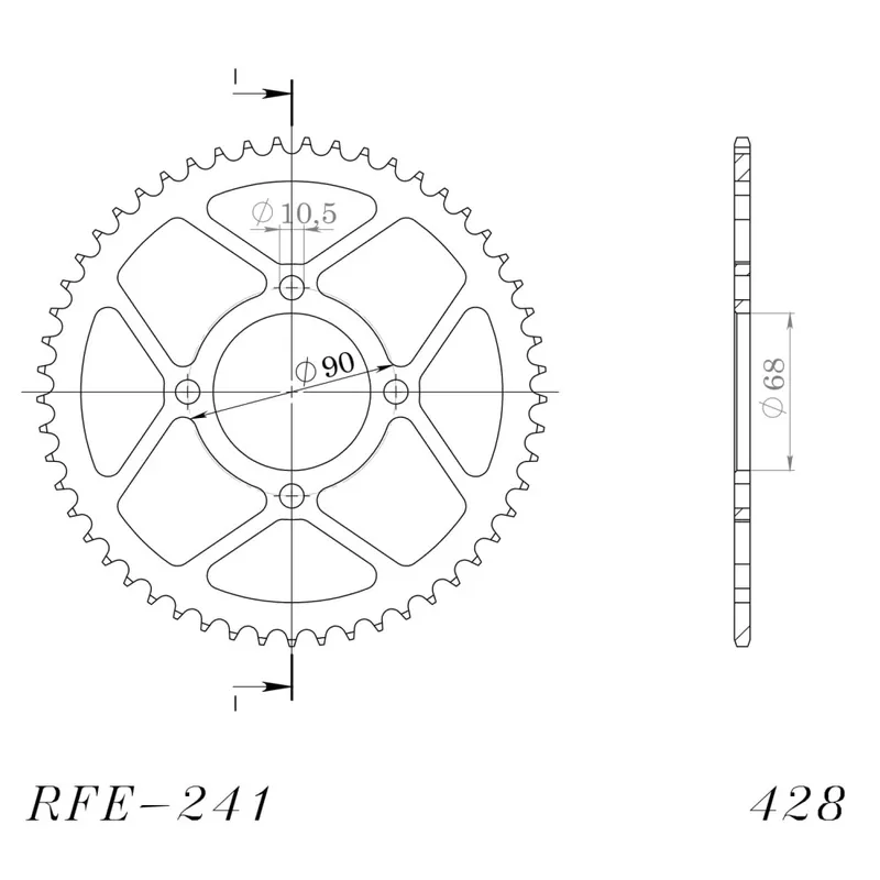 Celosvětová Doprava Řetězová rozeta SUPERSPROX RFE-241:53-BLK černý 53 zubů, 428