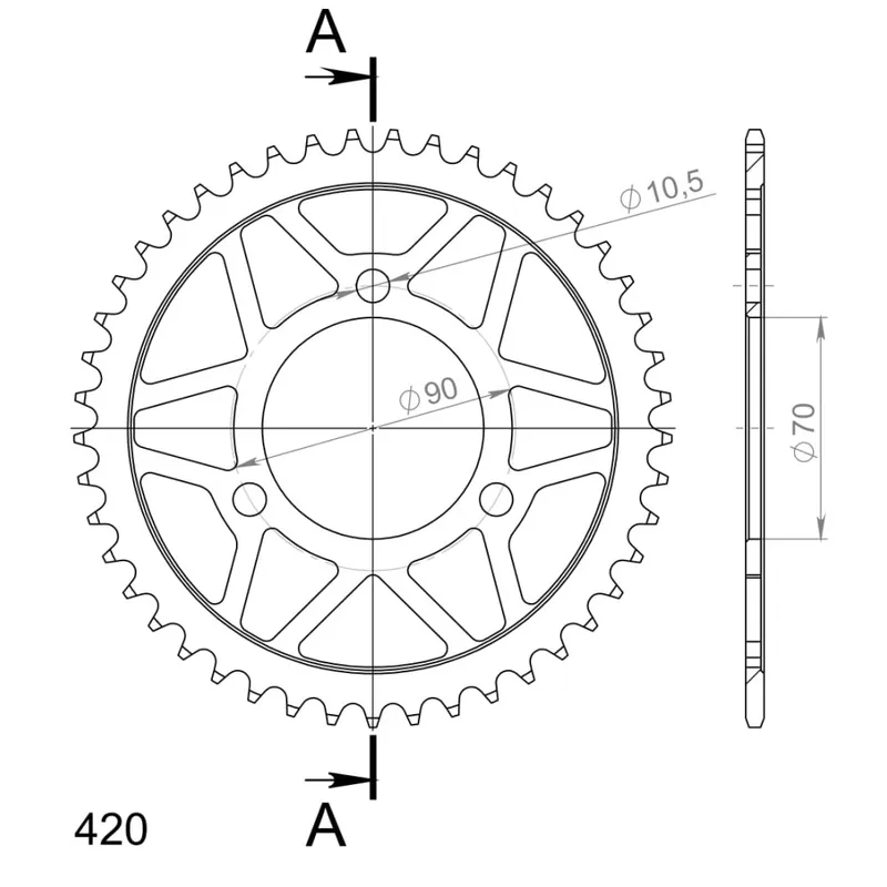 Řetězová rozeta SUPERSPROX RFE-239:45-BLK černý 45 zubů, 420 Nejlepší Volba