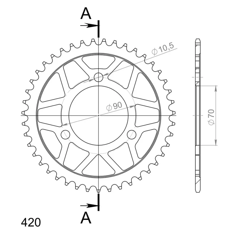 Řetězová rozeta SUPERSPROX RFE-239:43-BLK černý 43 zubů, 420 Novinka