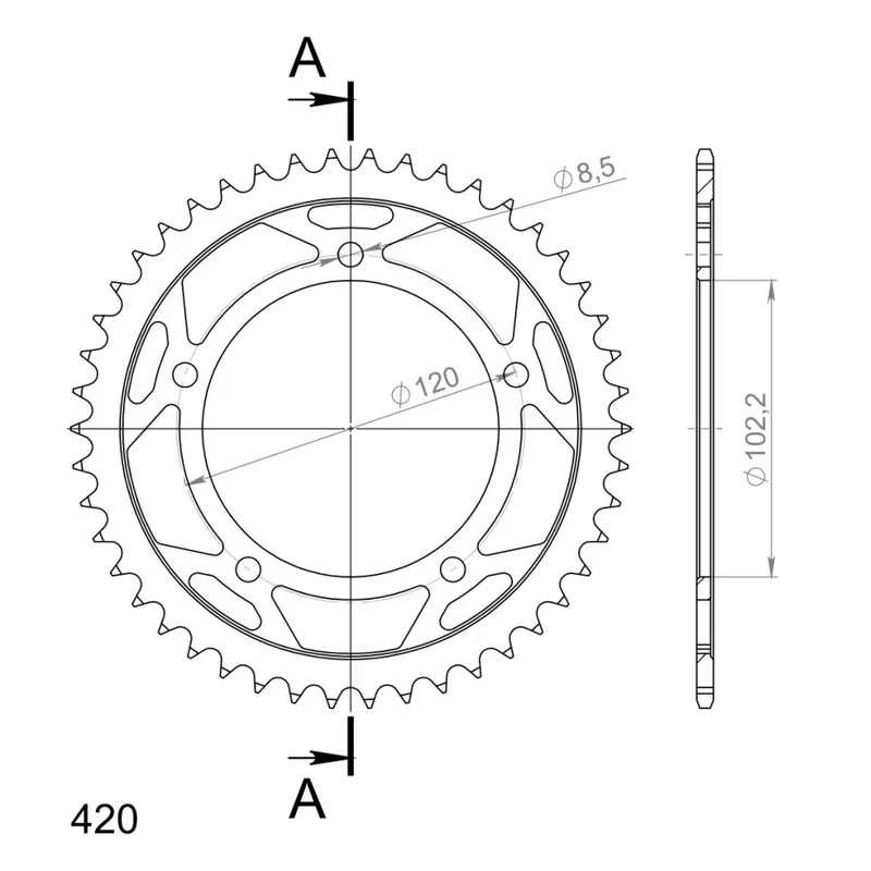 Super Cena Řetězová rozeta SUPERSPROX RFE-23:46-BLK černý 46 zubů, 420