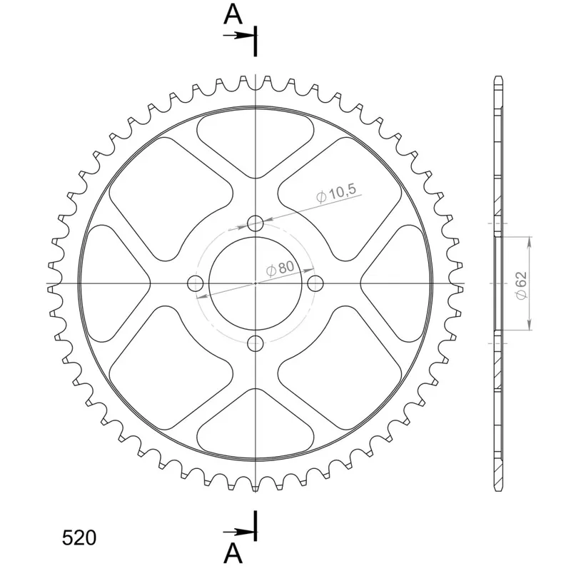 Autentický Řetězová rozeta SUPERSPROX RFE-320:53-BLK černý 53 zubů, 520