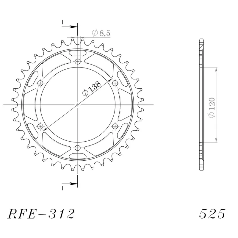 Řetězová rozeta SUPERSPROX RFE-312:40-BLK černý 40 zubů, 525 Hit Sezóny