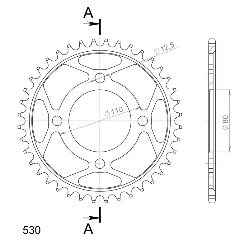 Řetězová rozeta SUPERSPROX RFE-284:40-BLK černý 40 zubů, 530 Bezpečná Platba