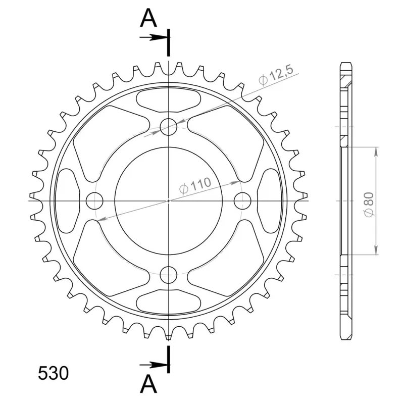 Limitovaná Edice Řetězová rozeta SUPERSPROX RFE-284:39-BLK černý 39 zubů, 530
