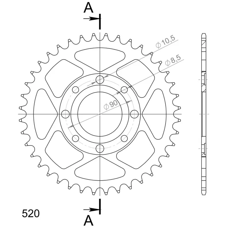 Cenová Bomba Řetězová rozeta SUPERSPROX RFE-279:40-BLK černý 40 zubů, 520