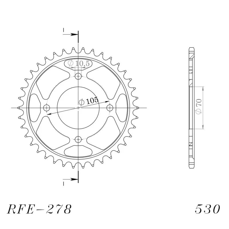 Řetězová rozeta SUPERSPROX RFE-278:38-BLK černý 38 zubů, 530 Ruční Výroba