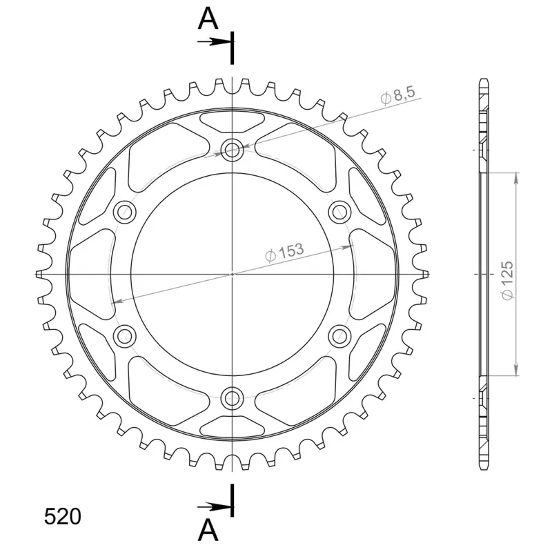 Řetězová rozeta SUPERSPROX RFE-210:46-BLK černý 46 zubů, 520 Garance Vrácení Peněz