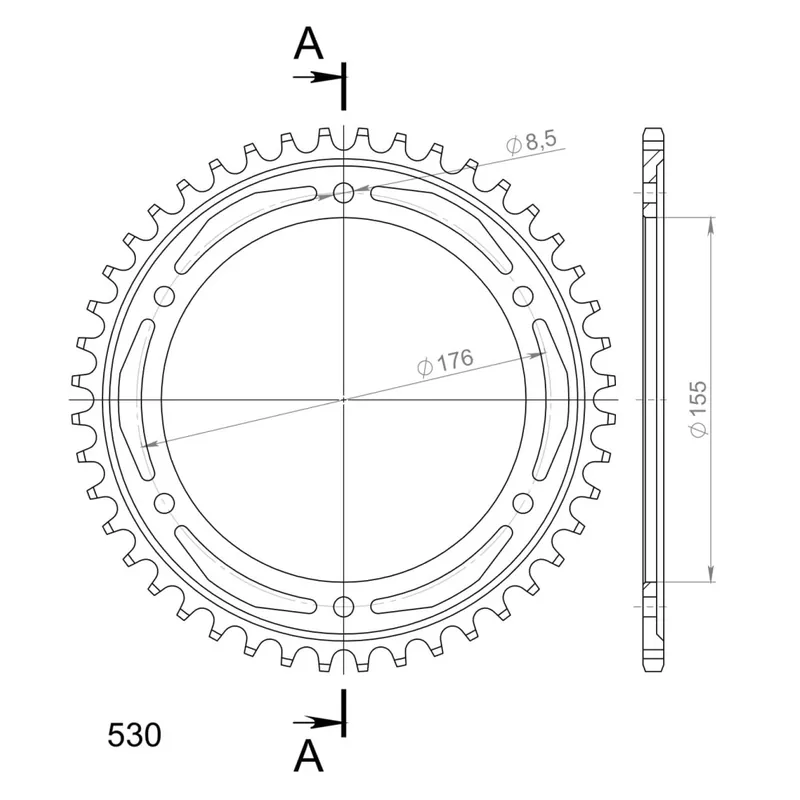 Řetězová rozeta SUPERSPROX RFE-2011:44-BLK černý 44 zubů, 530 Hit Sezóny