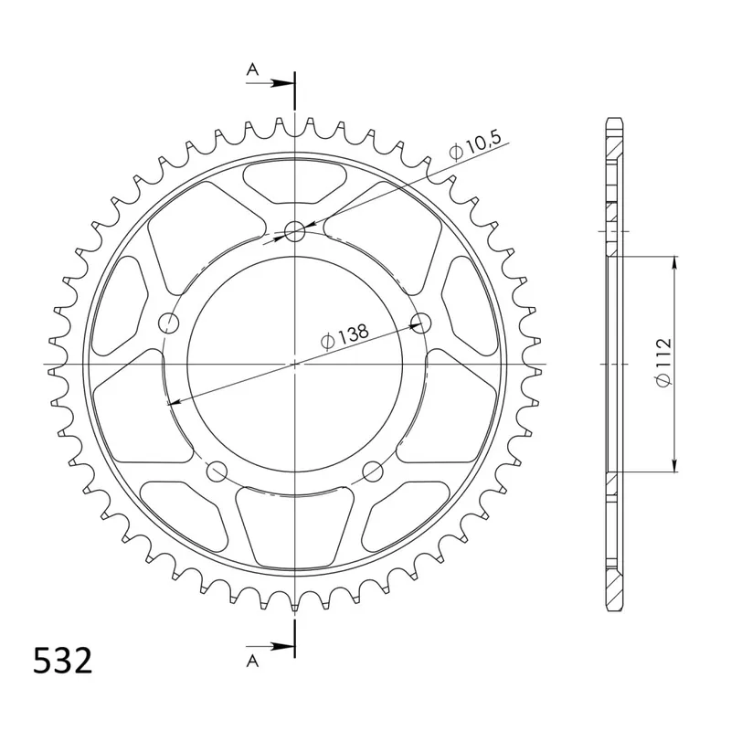 Řetězová rozeta SUPERSPROX RFE-1873:49-BLK černý 49 zubů, 532 Originální
