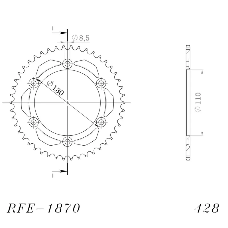 Řetězová rozeta SUPERSPROX RFE-1870:46-BLK černý 46 zubů, 428 Víkendová Akce