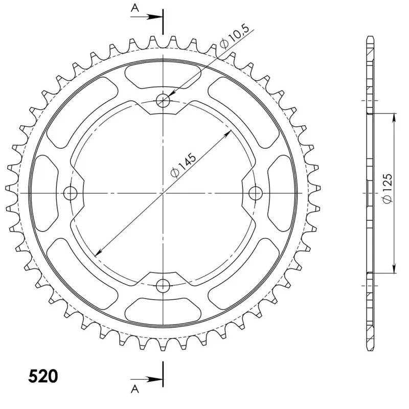 Řetězová rozeta SUPERSPROX RFE-1857:47-BLK černý 47 zubů, 520 Ihned K Objednání