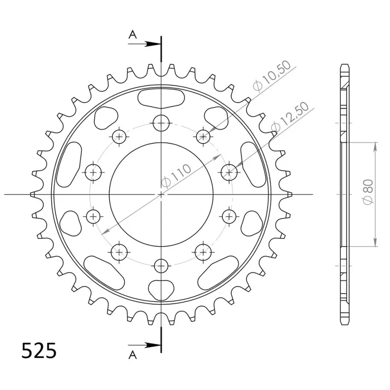 Řetězová rozeta SUPERSPROX RFE-1332:38-BLK černý 38 zubů, 525 Cenová Bomba