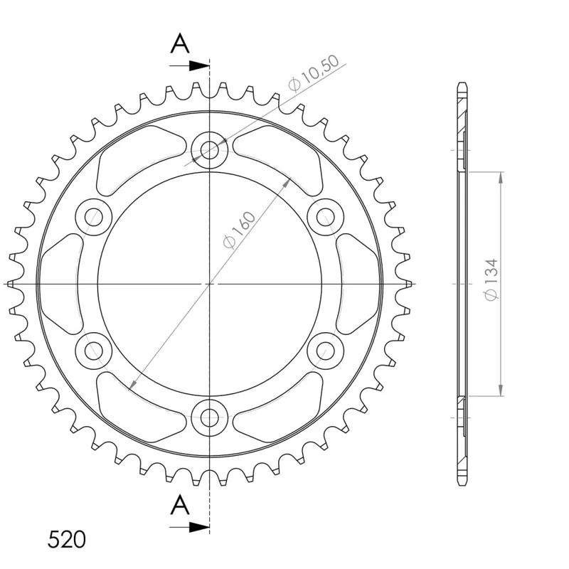 Super Cena Řetězová rozeta SUPERSPROX RFE-1308:45-BLK černý 45 zubů, 520