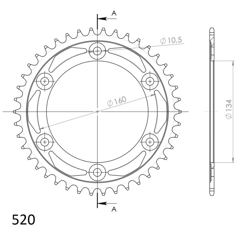 Řetězová rozeta SUPERSPROX RFE-1308:42-BLK černý 42 zubů, 520 Nejlepší Cena