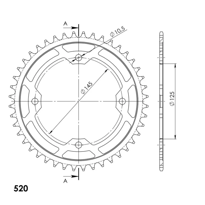 Dokud Zásoby Vydrží Řetězová rozeta SUPERSPROX RFE-1857:43-BLK černý 43 zubů, 520