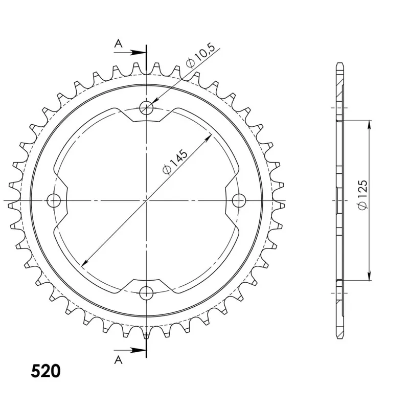 Rychlé Dodání Řetězová rozeta SUPERSPROX RFE-1857:41-BLK černý 41 zubů, 520