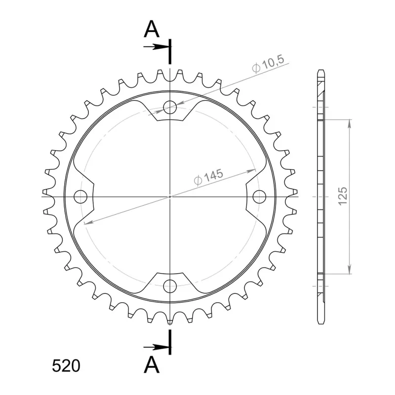 Jen Po Omezenou Doba Řetězová rozeta SUPERSPROX RFE-1857:39-BLK černý 39 zubů, 520