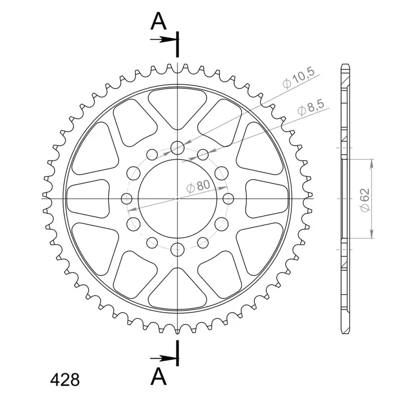 Ověřený Řetězová rozeta SUPERSPROX RFE-1842:51-BLK černý 51 zubů, 428