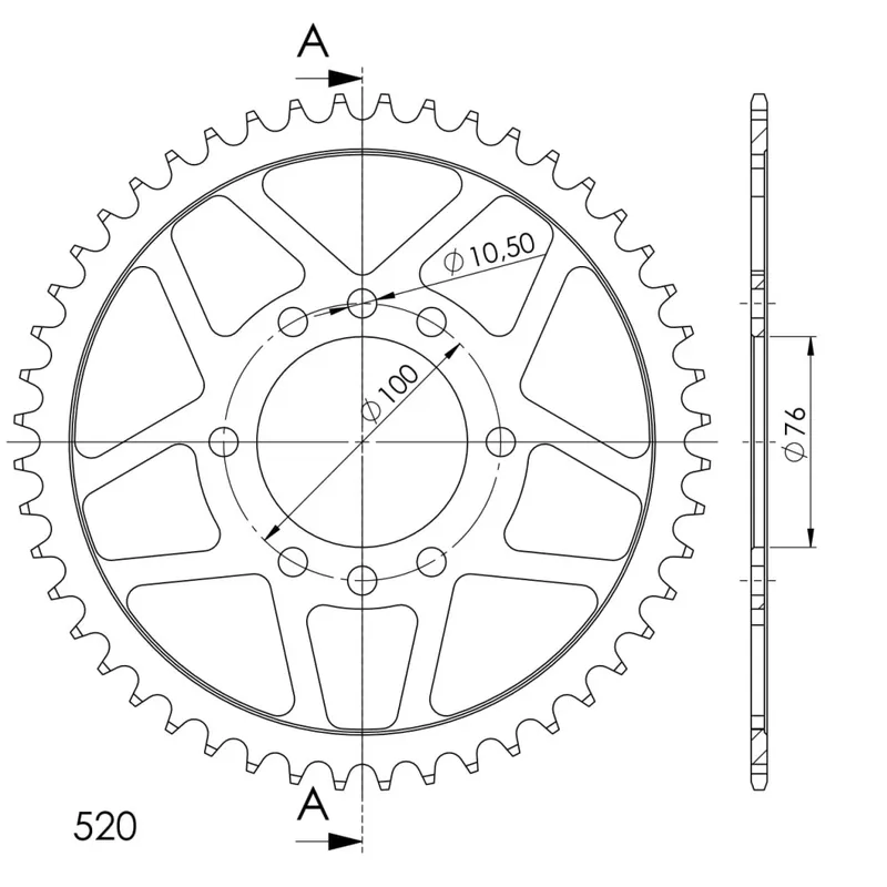 Řetězová rozeta SUPERSPROX RFE-1825:48-BLK černý 48 zubů, 520 Horká Nabídka