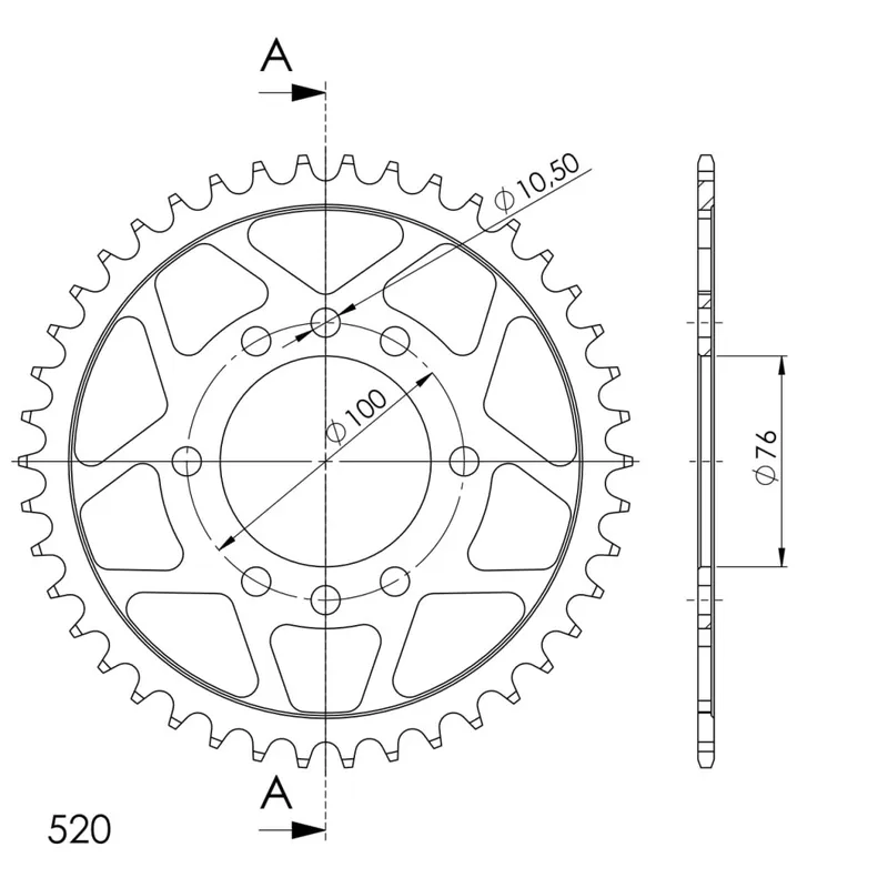 Poslední Šance Řetězová rozeta SUPERSPROX RFE-1825:43-BLK černý 43 zubů, 520
