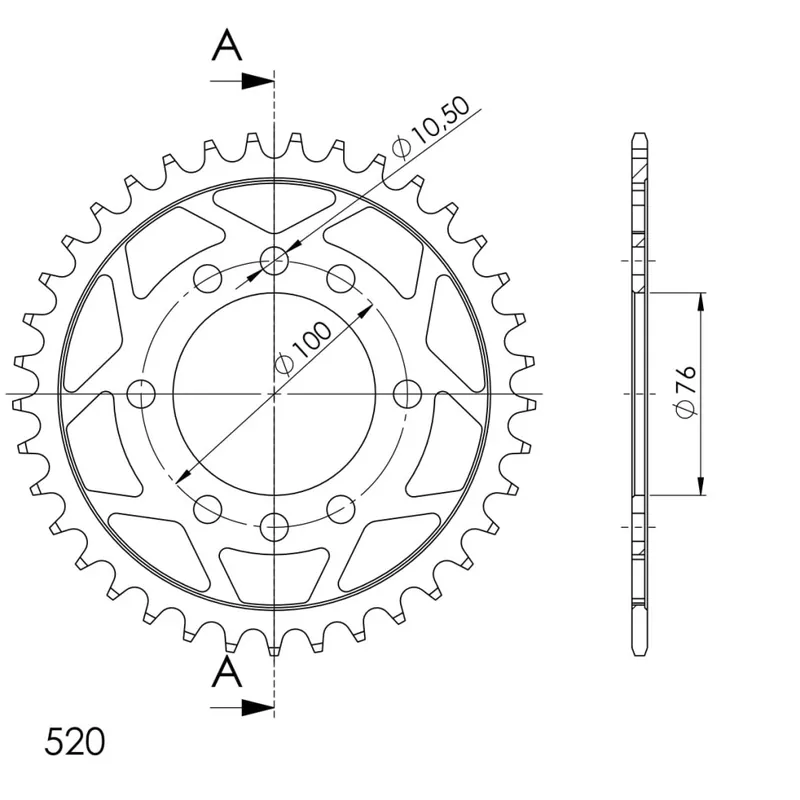 Řetězová rozeta SUPERSPROX RFE-1825:37-BLK černý 37 zubů, 520 Bezpečná Platba