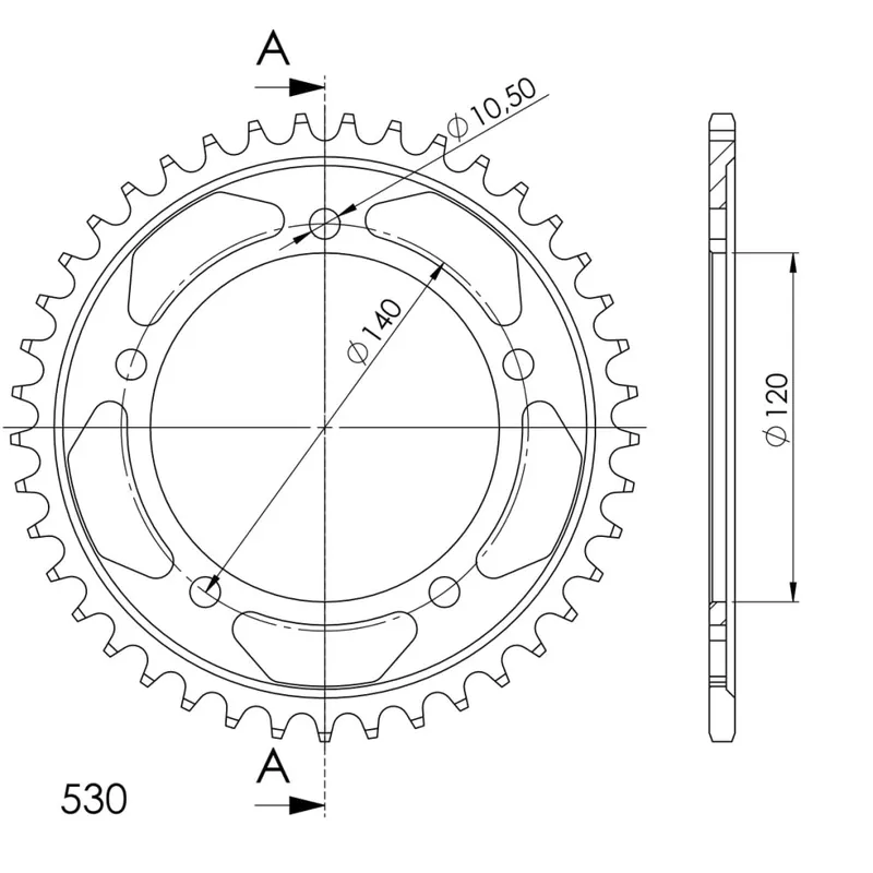 Řetězová rozeta SUPERSPROX RFE-1800:41-BLK černý 41 zubů, 530 Cenový Hit