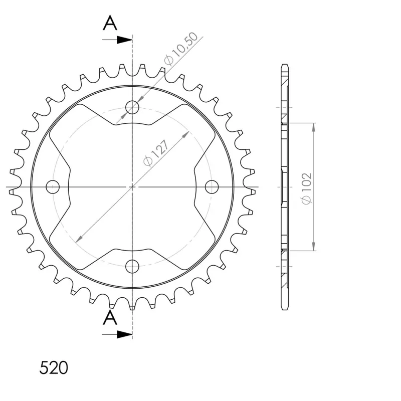 Řetězová rozeta SUPERSPROX RFE-1480:37-BLK černý 37 zubů, 520 Výhodná Nabídka