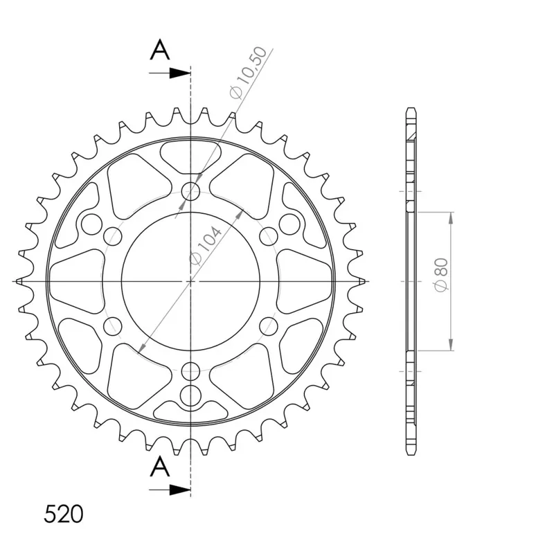 Přímo Od Výrobce Řetězová rozeta SUPERSPROX RFE-1478:38-BLK černý 38 zubů, 520