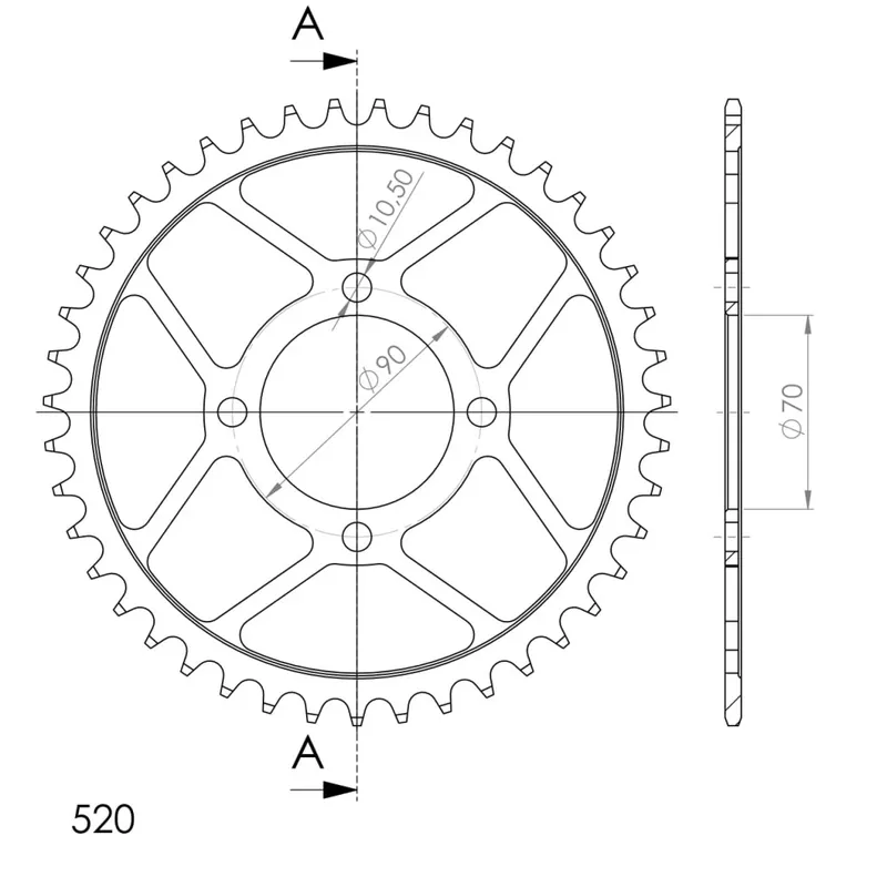 Řetězová rozeta SUPERSPROX RFE-1414:43-BLK černý 43 zubů, 520 Super Cena