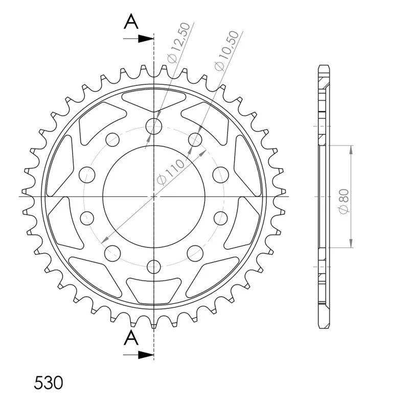 Řetězová rozeta SUPERSPROX RFE-1334:39-BLK černý 39 zubů, 530 Cenová Bomba