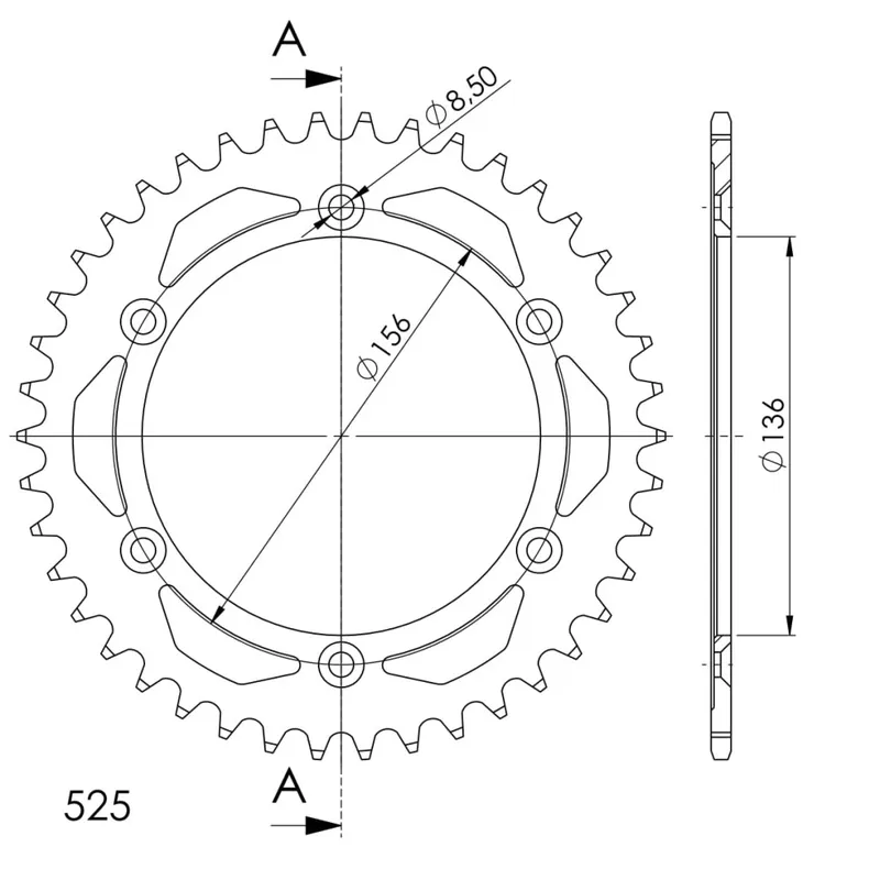 Moderní Řetězová rozeta SUPERSPROX RFE-1791:42-BLK černý 42 zubů, 525