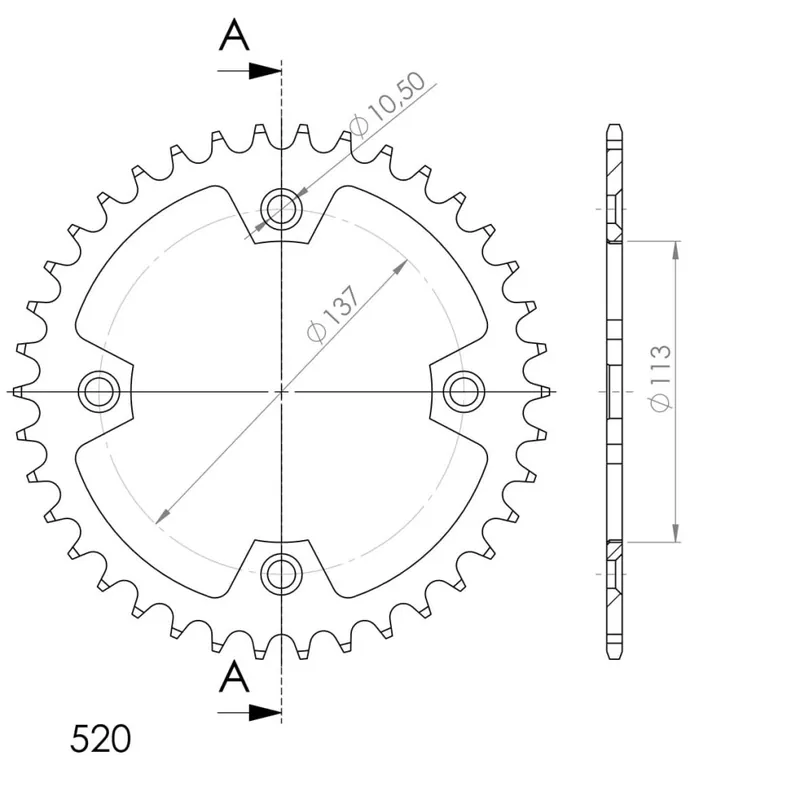 Výhodná Nabídka Řetězová rozeta SUPERSPROX RFE-1760:38-BLK černý 38 zubů, 520