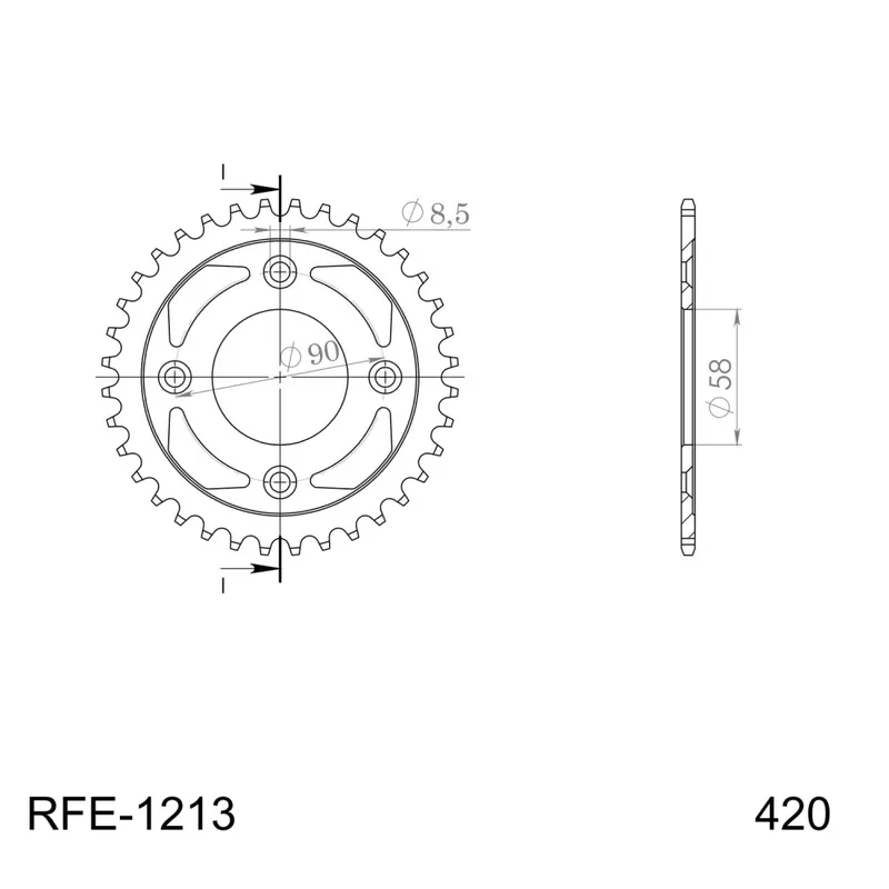 Řetězová rozeta SUPERSPROX RFE-1213:36-BLK černý 36 zubů, 420 Časově Omezené