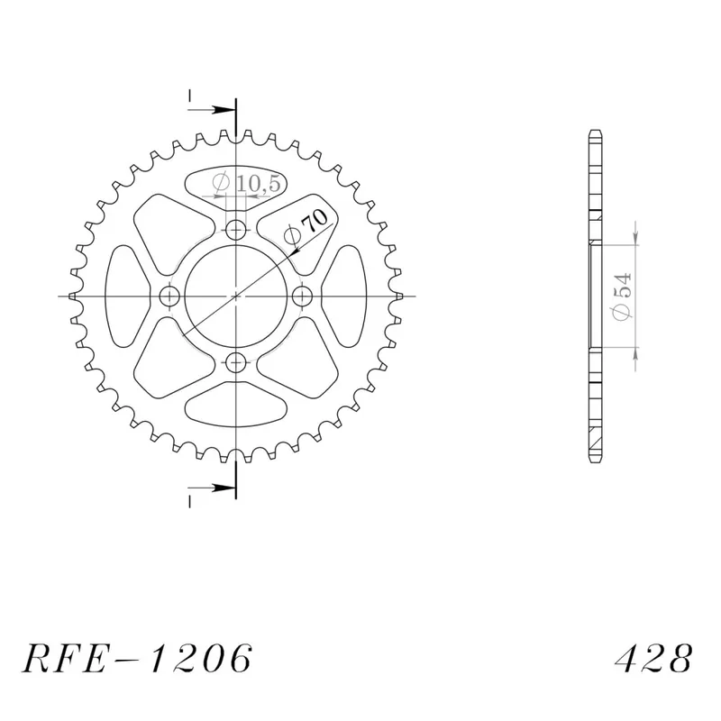 Řetězová rozeta SUPERSPROX RFE-1206:42-BLK černý 42 zubů, 428 Přímo Od Výrobce