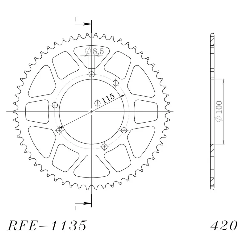 Řetězová rozeta SUPERSPROX RFE-1135:58-BLK černý 58 zubů, 420 Bezpečná Platba
