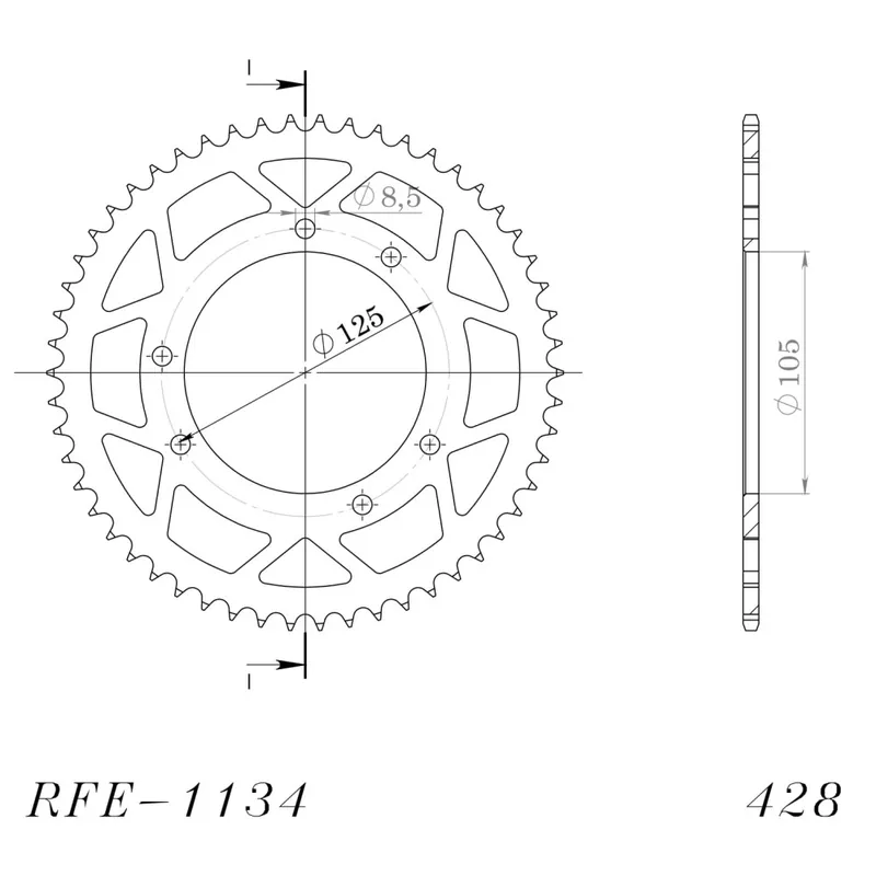 Originální Řetězová rozeta SUPERSPROX RFE-1134:52-BLK černý 52 zubů, 428