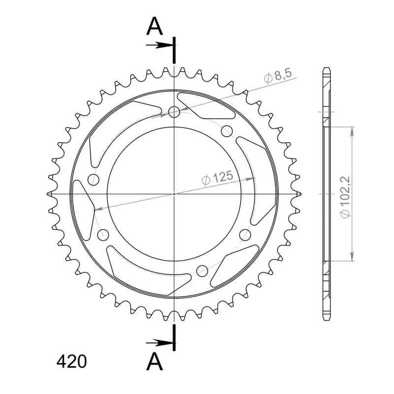 Řetězová rozeta SUPERSPROX RFE-1132:46-BLK černý 46 zubů, 420 Značkový